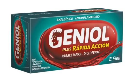 Geniol Plus Rápida Acción Paracetamol 300 mg + Diclofenac 25 mg - caja del producto