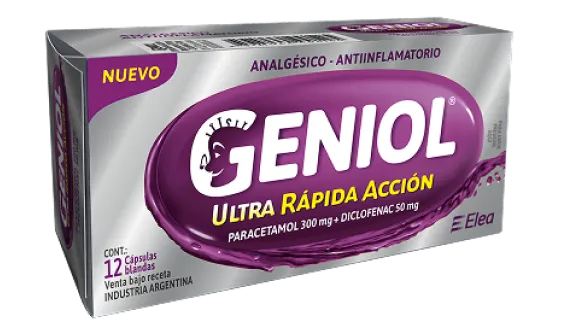 Geniol Ultra Rápida Acción Paracetamol 300 mg + Diclofenac 50 mg - caja del producto